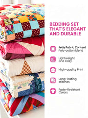 Cottage Ghost Pumpkin Black Cat Patchwork 3‐Piece Quilted Bedding Set