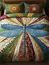 Golden Dragonfly 3-Piece Quilted Bedding Set