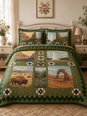 Rocky Mountain Wilderness Quilted 3-Piece Bedding Set
