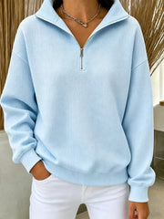 CLEARANCE SALE🔥Women's Waffle Knit Quarter-Zip Sweatshirt