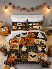 Halloween Trick Or Treat Patchwork Quilted 3‐Piece Bedding Set