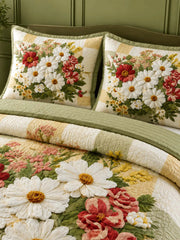 Meadow Daisy Blossom Quilted 3-Piece Bedding Set